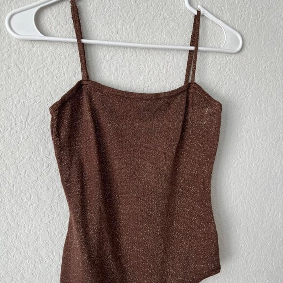 Revolve All The Ways brown sparkly glitter embellished tank bodysuit🤎🪩✨ - Picture 4 of 8